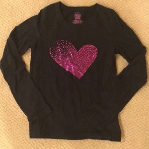 Long Sleeve Sequined Heart Tee